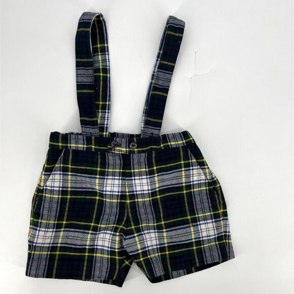 Vintage Tartan Plaid Toddler Boy's Overall Shorts Jacobson's Size 4 - Picture 1 of 8